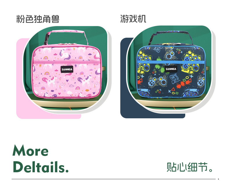 三能新款儿童卡通保温包亚马逊学生带餐饭盒袋 跨境手提保冷冰包详情27
