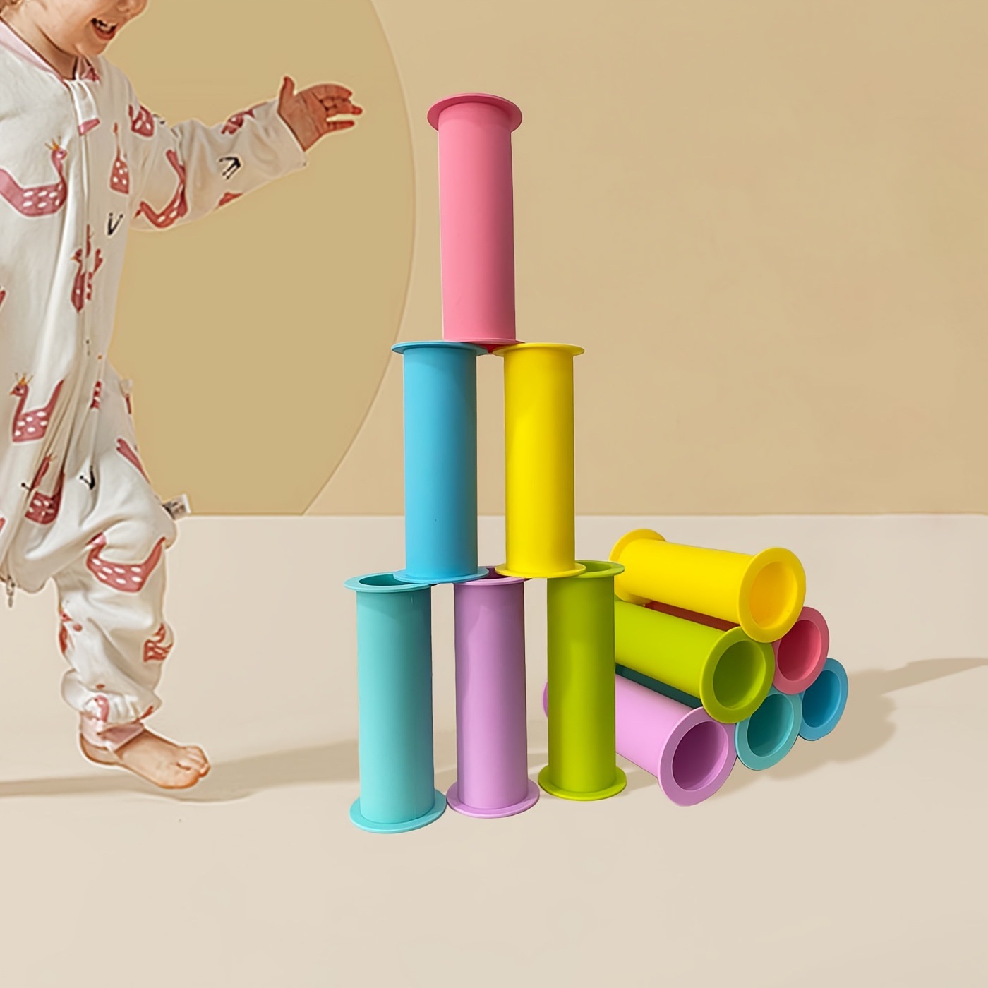 硅胶益智类玩具婴儿叠叠杯儿童彩虹叠叠乐彩色叠套圈婴幼儿宝宝详情1