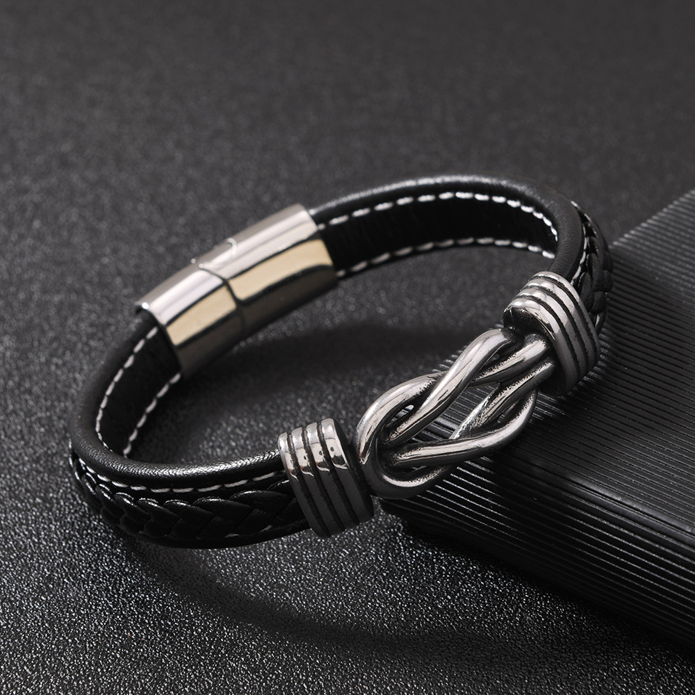 速卖通希音爆款男士手环 多层编织皮革手链时尚个性磁吸扣手链详情26