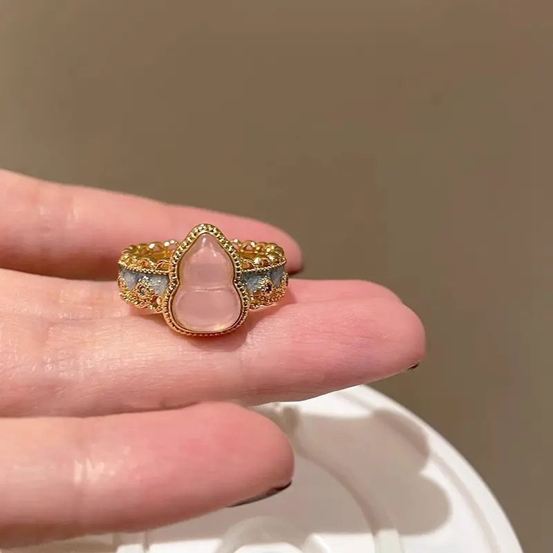 国风新中式滴釉蕾丝花边葫芦戒指女小众感食指戒气质国风指环详情6