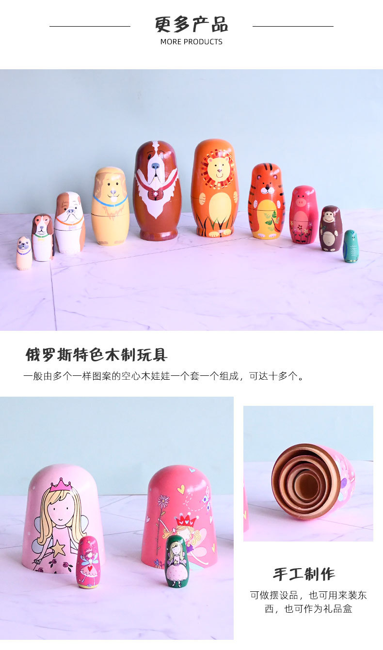 Russian Matryoshka five-layer long-necked cat Matryoshka holwood ground painted decorative items, painted wood handicrafts in stock pic 7