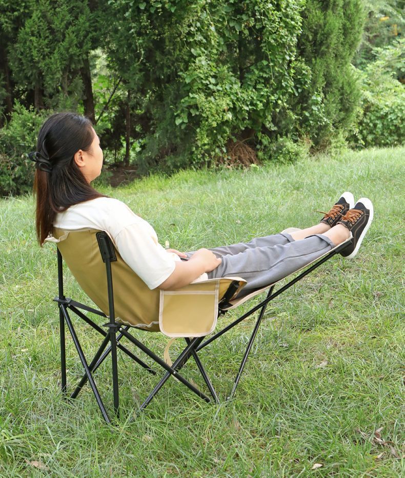 户外月亮椅高靠背躺椅可调节折叠椅便携式休闲露营椅带腿托靠背椅详情20