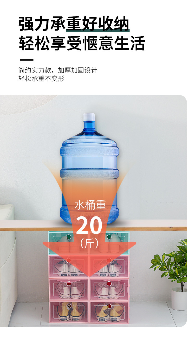 Wholesale of pp transparent plastic shoe storage boxes, dust-proof and moisture-proof household storage flip-top drawer boxes pic 14