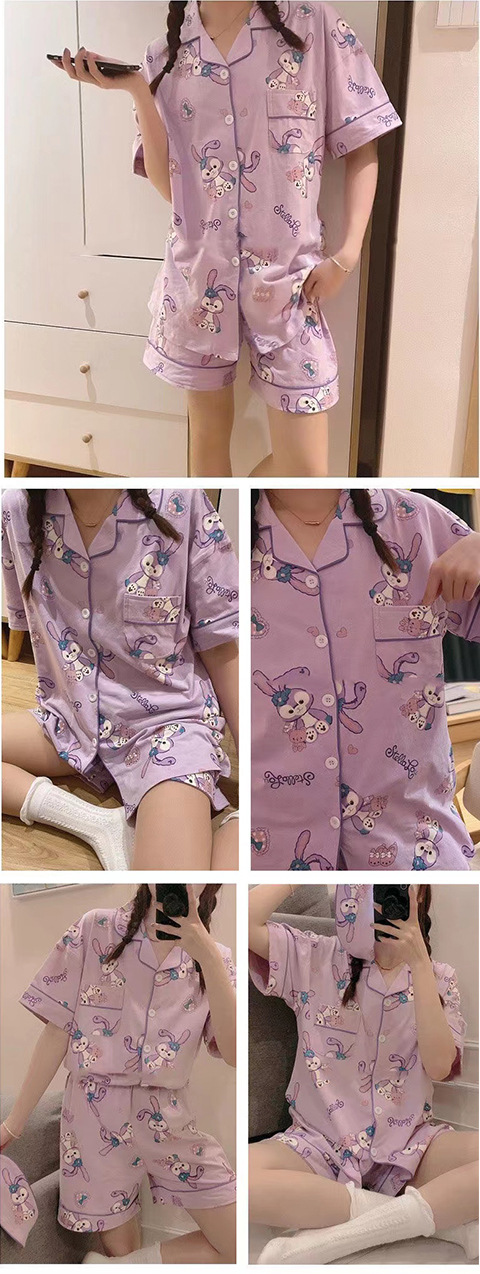 ins Fresh pajama women Summer short sleeves and shorts Korean cardigan plus-size Korean Japanese-style home wear two-piece set pic 46