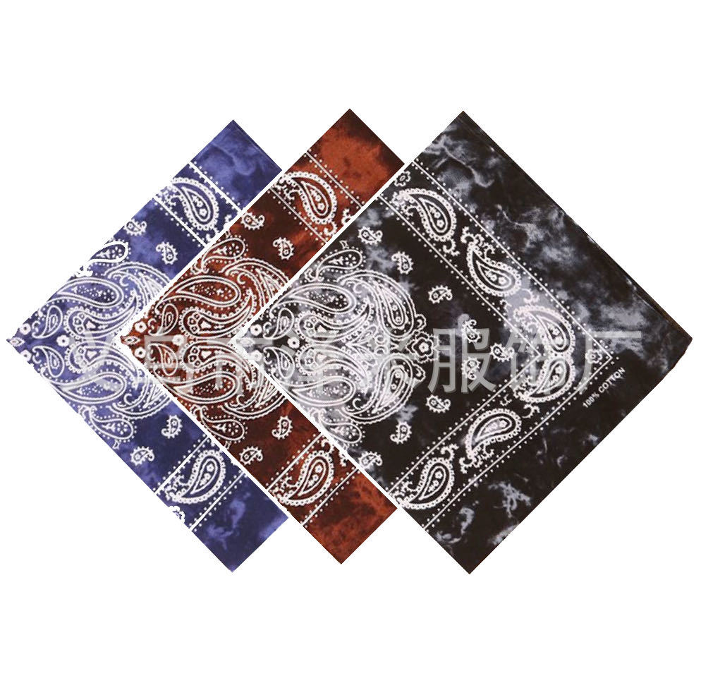 Cross-border pure cotton hip-hop gradient headscarf, street dance tie-dyed sunflower cashew square scarf bandana wholesale and retail pic 1