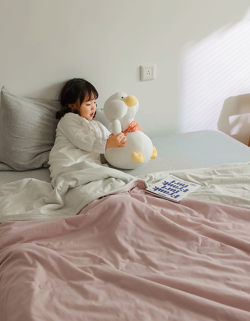 Simple Japanese Muji soft knitted cotton Tianzhu cotton quality two-color summer cool quilt, machine washable, water-washable air-conditioned quilt pic 28