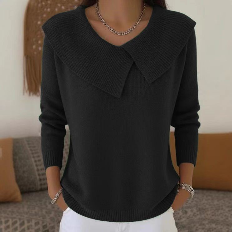 Korean-style retro and playful 2025, fashionable and slimming lapel sweater, versatile knitted, laid-back and elegant for women pic 9