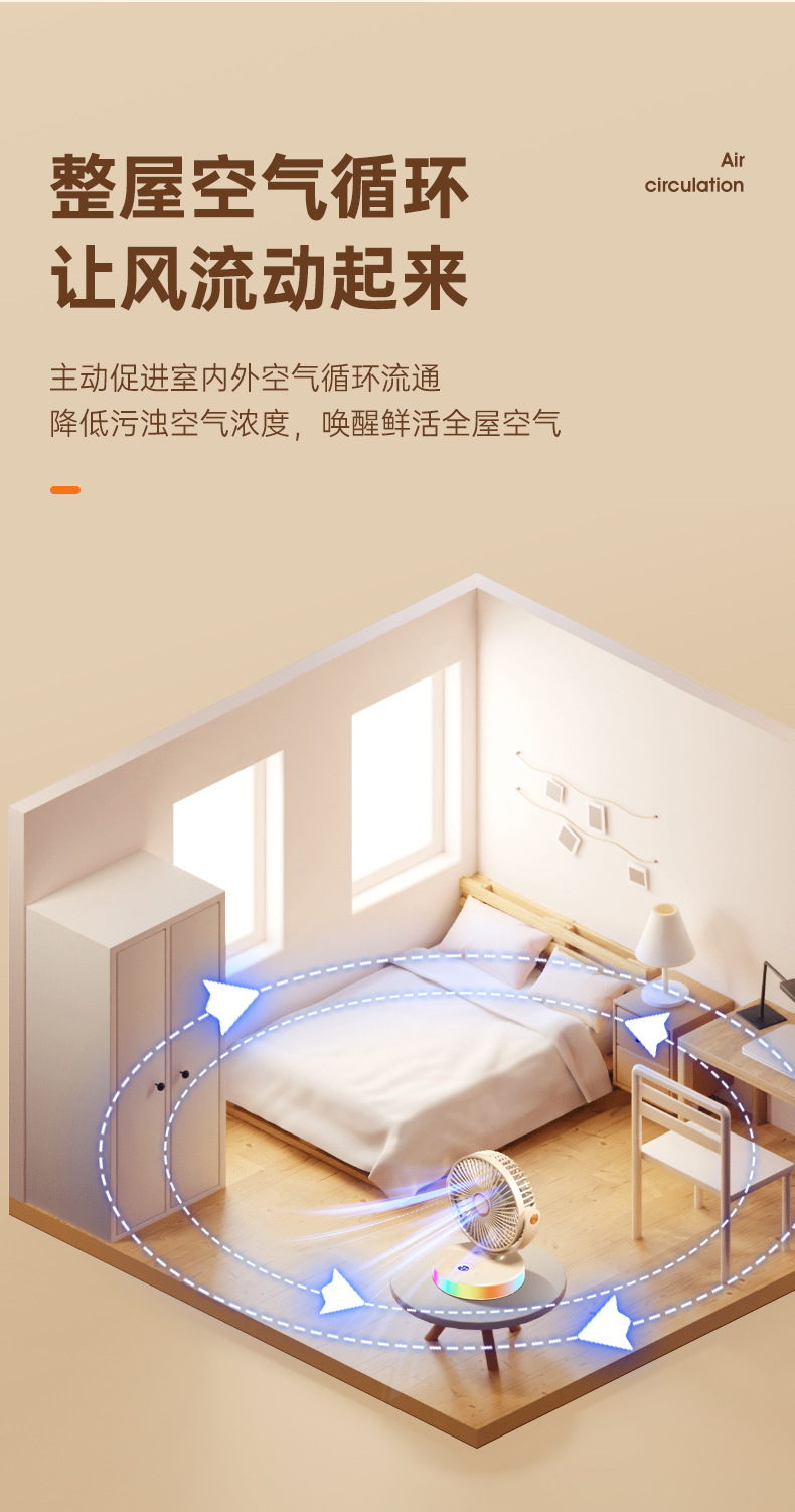 2024桌面小风扇USB充电静音小型便携台式宿舍办公室桌上迷你风扇详情3