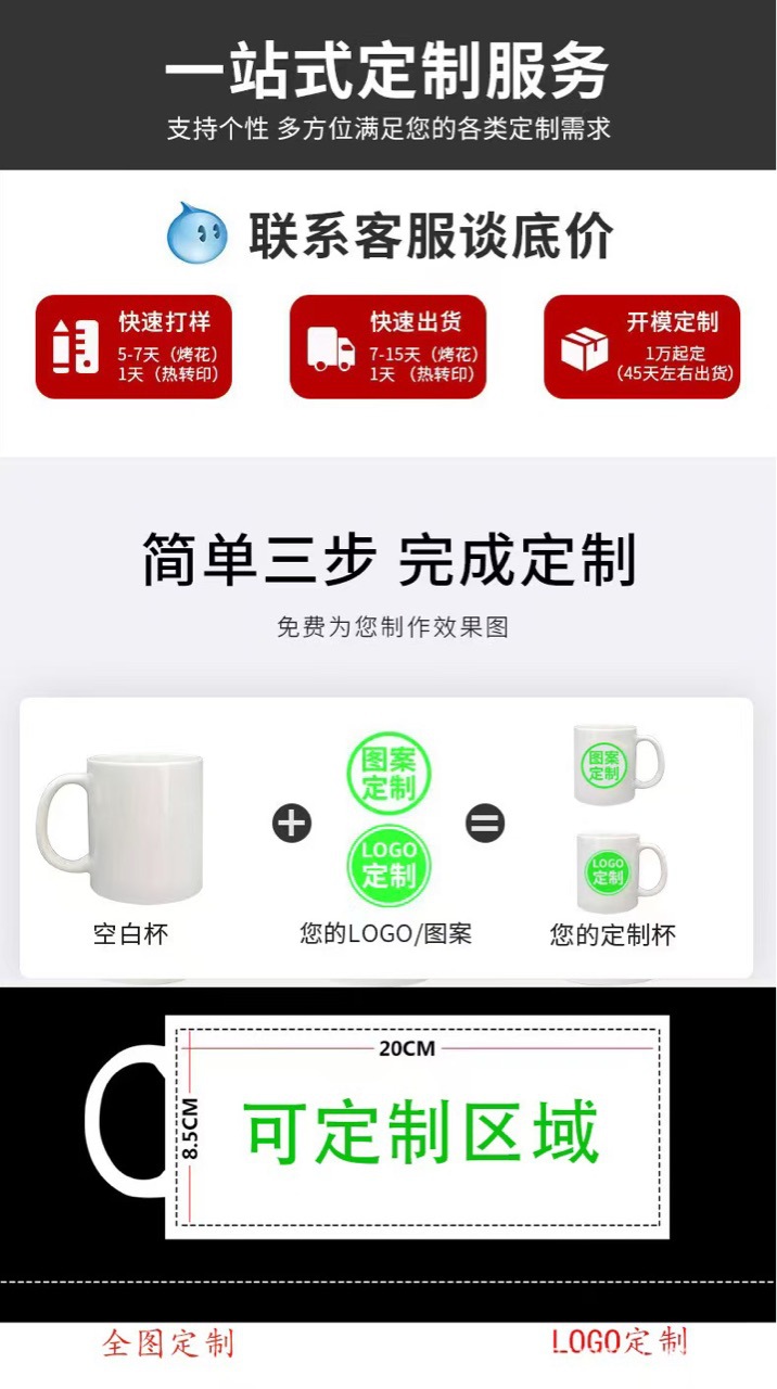 11oz直身AB热转印涂层马克杯温变色升华画面陶瓷杯一件可批详情5