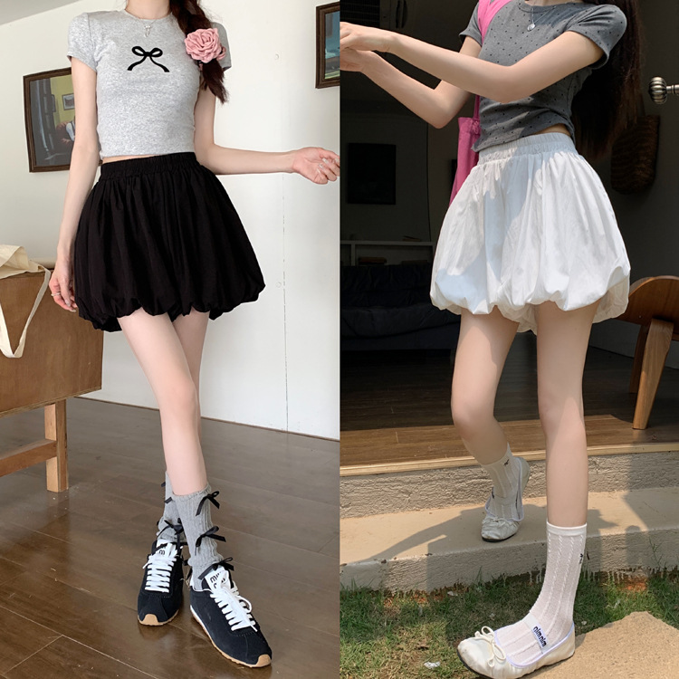 Douyin quality white flower bud short skirt for women 2025 summer new A-line skirt, elegant and versatile, puffy skirt pants pic 6