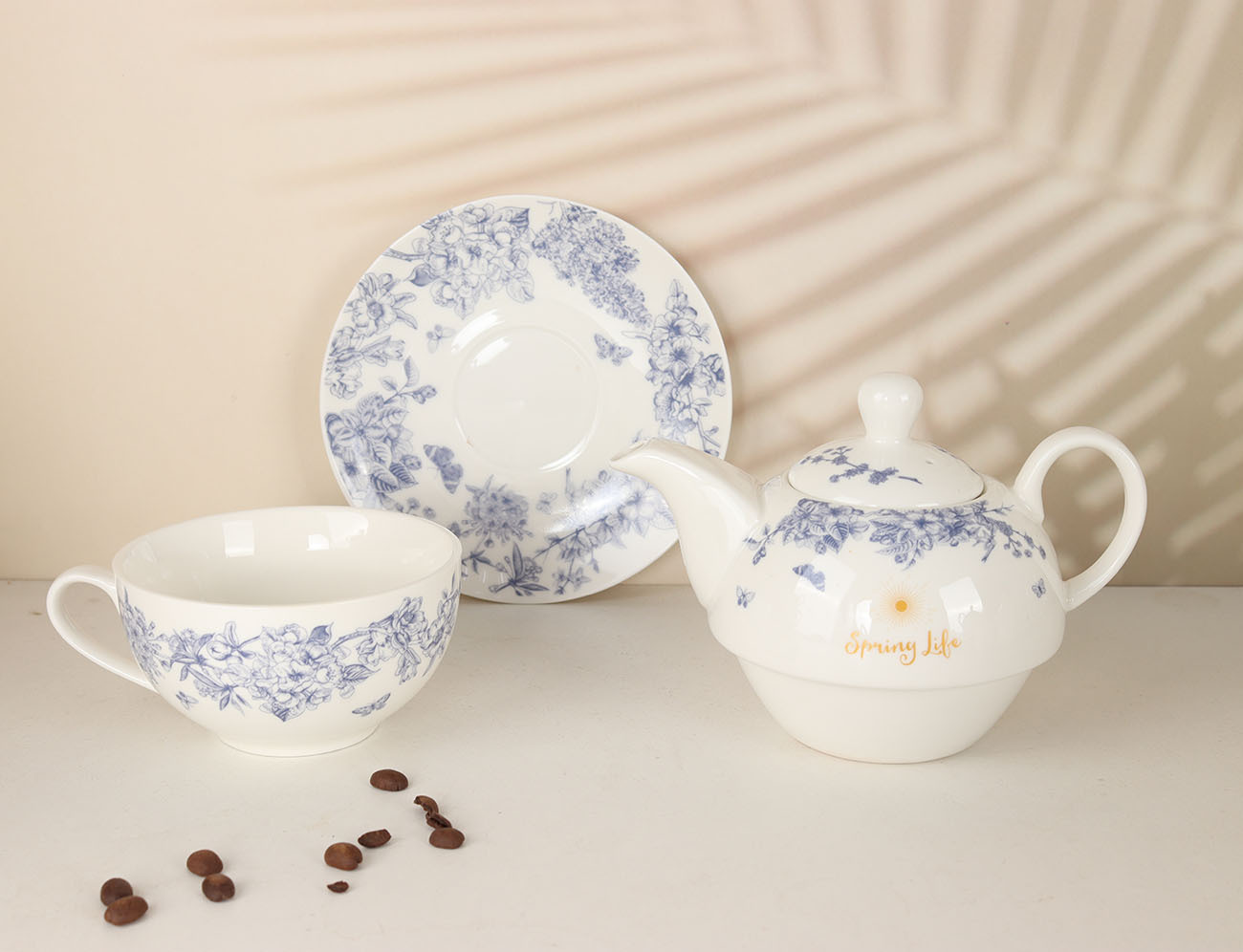 Foreign trade ceramic tea sets, high-temperature resistant flower and plant teapots, mother and child teapot sets, can be equipped with logos pic 18