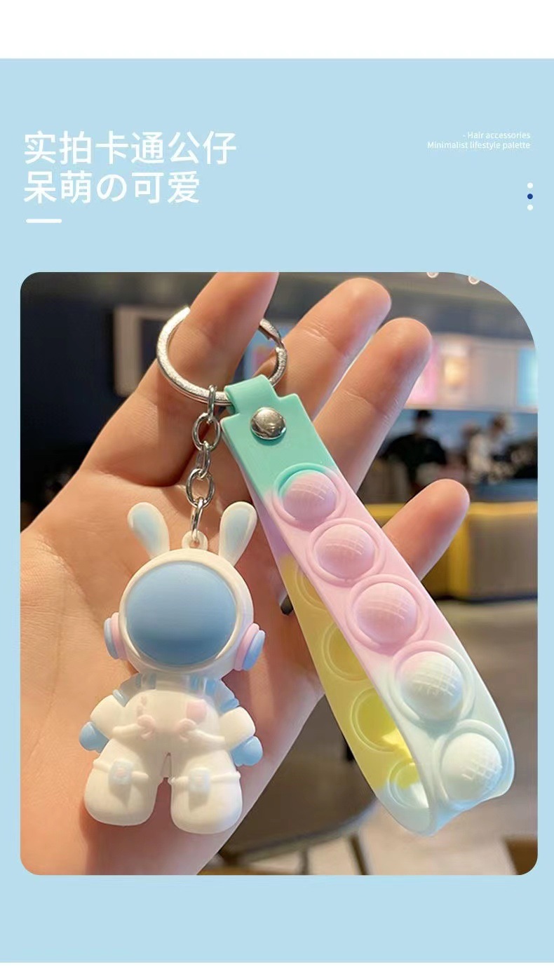Space Rabbit keychain pendant, ins, high appearance level cartoon rabbit doll car pendant decoration pic 7
