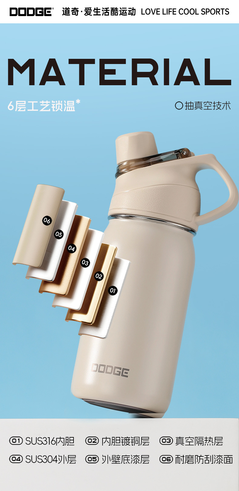 Dodge insulated cup, large-capacity 316 stainless steel straw cup, water bottle for boys and girls, special water cup for children to go to school pic 6