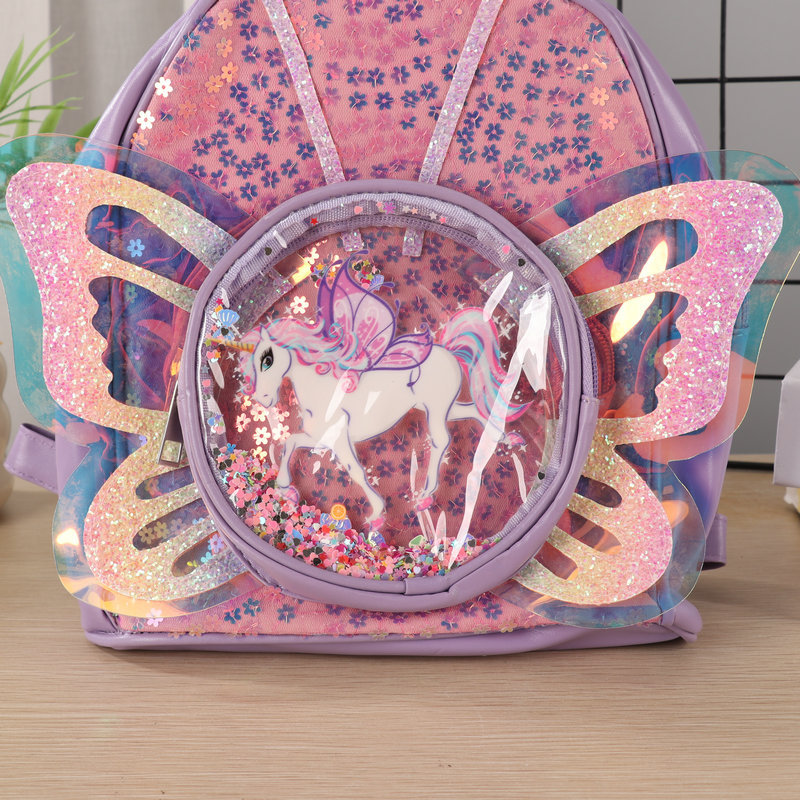 pu leather Little Princess backpack for children and babies, lightweight schoolbag, casual and versatile, trendy 2025 new style pic 2