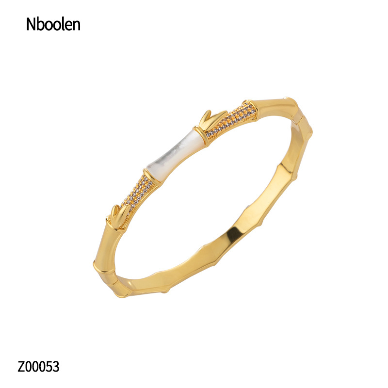 柏伶天然玉髓镶嵌竹节手镯女生高级感新中式竹子手环时尚轻奢配饰详情6