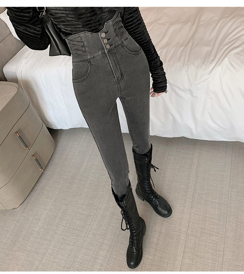 High-waisted jeans for women, new autumn and winter styles, skinny skinny pants, tight-fitting pencil pants, belt-cinching and hip-lifting long pants, trendy pic 23