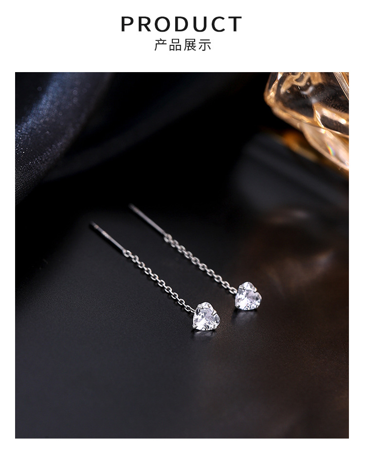 纯银锆石耳线批发爱心耳饰春夏闪钻星星耳钉高级感小众耳坠气质详情8