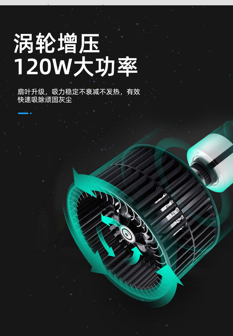 Wireless pet vacuum cleaner, 120W high power, car and home dual-purpose handheld rechargeable dry and wet vacuum cleaner pic 19