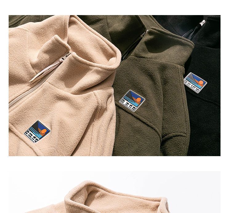 日系羊羔毛外套抓绒卫衣男款秋冬情侣立领摇粒绒学生外穿休闲夹克详情24