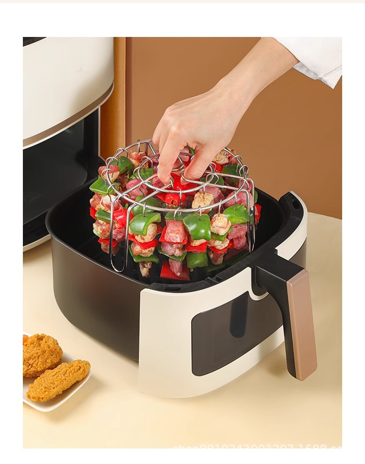 Vertical 25-string stainless steel air fryer, stainless steel grill, barbecue household oven, kitchen skewer meat rack, a magic tool pic 17