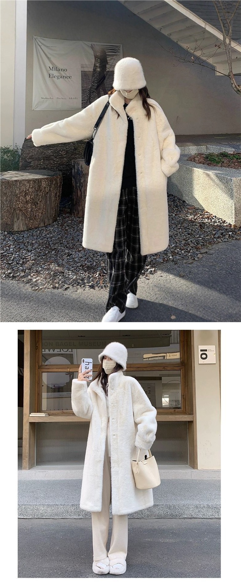For the autumn and winter of 2025, there is a thick, long stand-up collar mink, mink fur and fur integrated coat for women pic 9