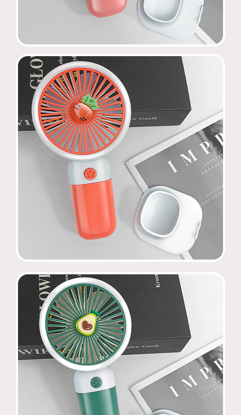 跨境新款水果小花朵迷你手持风扇小清新随身挂绳风扇印制LOGO电扇详情7