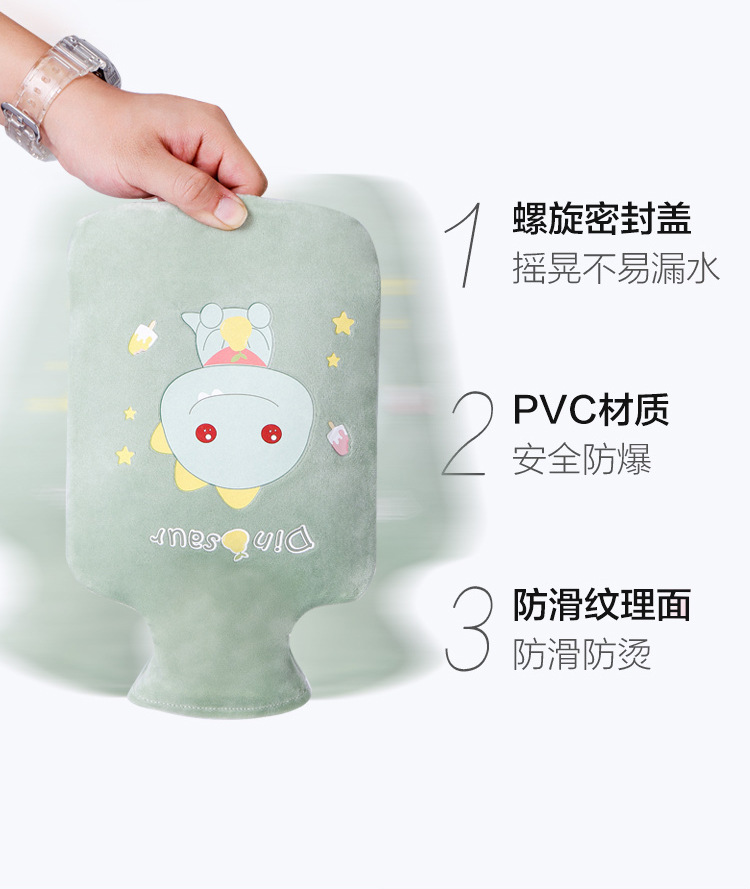 咔琪特冬季热水袋注水可爱暖肚子大暖水袋卡通毛绒保暖神器暖手宝详情13