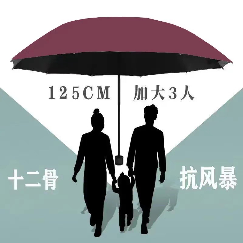 手动加大12骨雨伞折叠高级感黑胶伞晴雨两用伞防晒伞太阳伞遮阳伞详情14