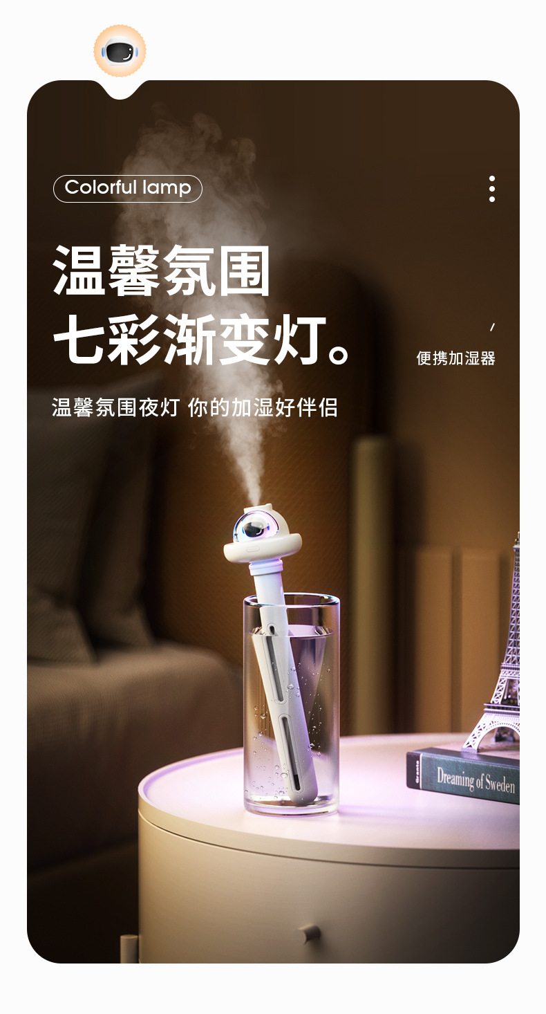 加湿器家用卧室静音桌面空气喷雾雾化器车载雾化大容量大喷雾便携详情11