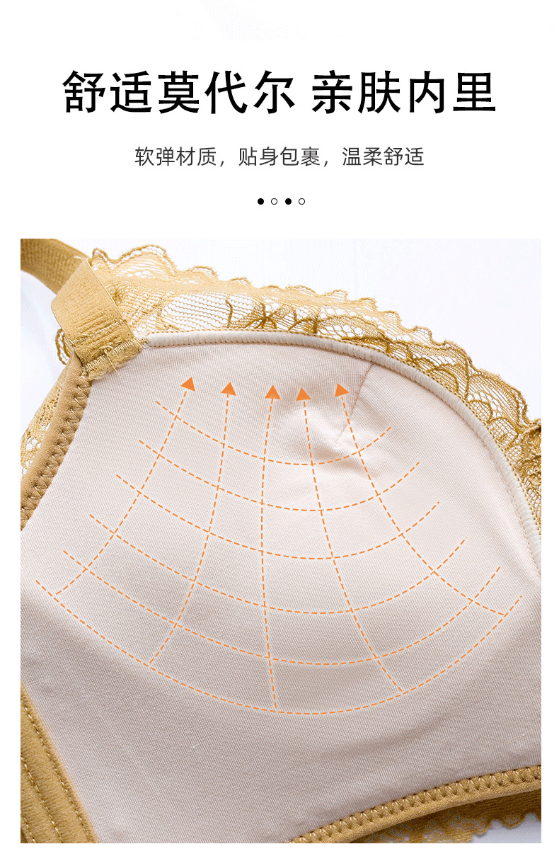 The Quyi style sexy lace bra for women, without a steel ring, small bust, flat bust, thickened, folded and adjustable bra cover pic 7