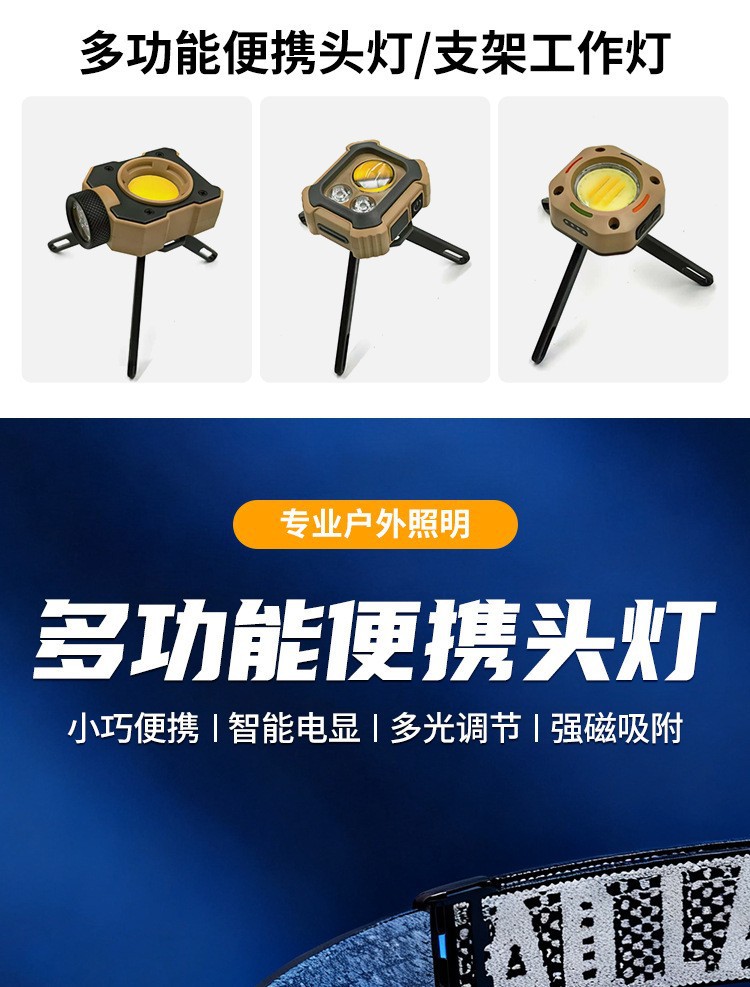 New cross-border COB multi-functional outdoor headlamp, LED strong light, ultra-long battery life, night fishing light, portable cap clip light, mini flashlight pic 13