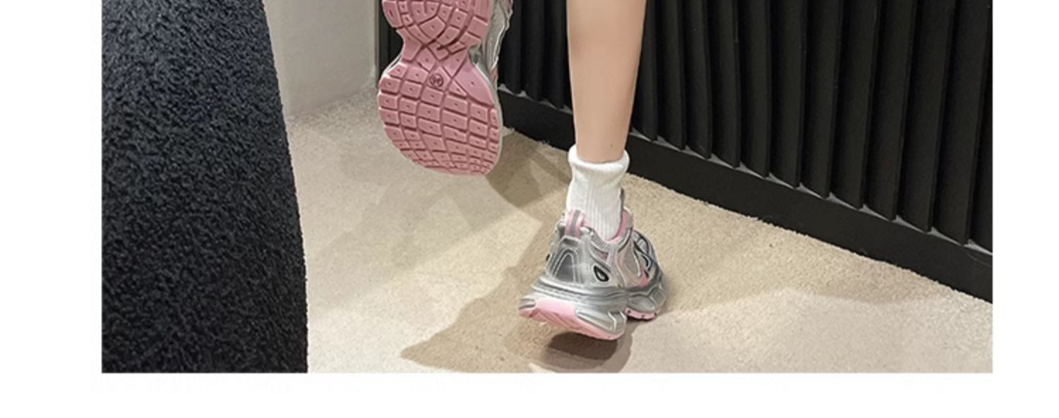 老爹鞋女2025春季新款厚底圆头网面休闲女鞋银色潮牌时尚运动鞋详情20