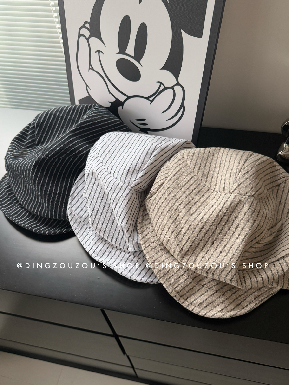 The new Japanese-style artistic striped cotton and linen beret for children shows off their faces in spring and summer. The small newsboy hat and the retro painter hat trend pic 20