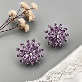 Light luxury and high-end, rotatable three-layer gradient flower stud earrings, copper alloy inlaid with zircon s925 silver needle exquisite earrings pic 6