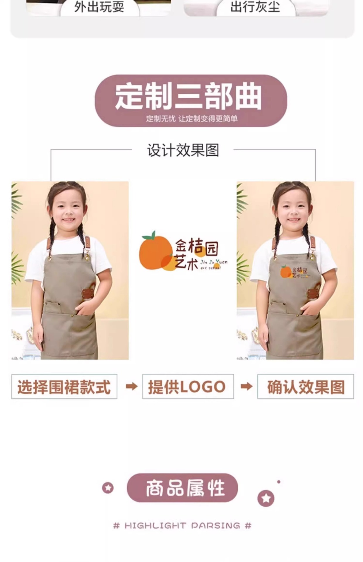工厂现货 防水帆布围裙 儿童幼儿园书法绘画美术馆活动烘焙适用 男女孩家务围裙袖套 一体式设计方便实用详情7