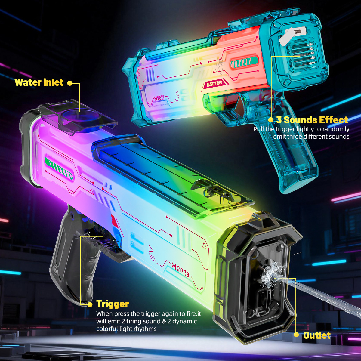 The new trendy toy, the colorful electric water gun, features cool seven-color lights, creative dynamic sound effects, and an atmosphere for children pic 12