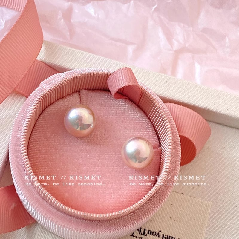 925 Silver Needle Steamed Bun Pearl ear studs for ear piercing, high-end light luxury style earrings, niche and versatile ear clips and earrings pic 6