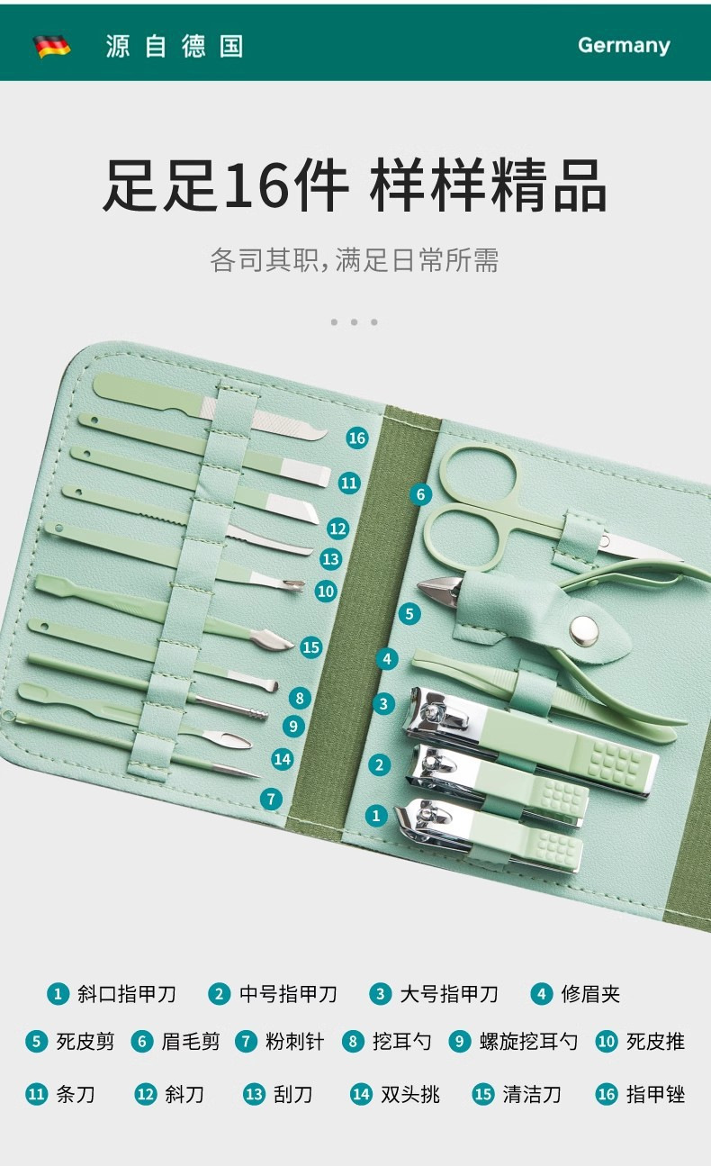 不锈钢指甲剪指甲刀套装剪甲沟去死皮美甲工具修脚修甲钳全套批发详情2