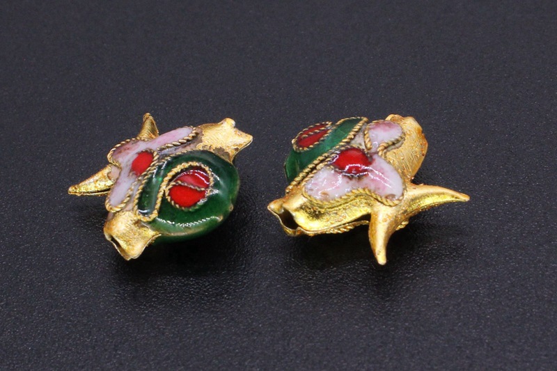 Traditional high-temperature cloisonne enamel flower silver blue DIY jewelry accessories, pearl Cloisonne 13*13mm small swallow fish pic 3