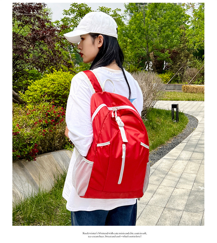 Wholesale of new cross-border outdoor folding bags with logo printing, hiking bags, water-resistant backpacks, and backpacks pic 21