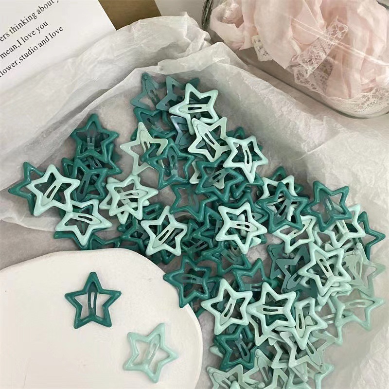 ins Star Pair five-pointed star bb hairpin clip, energetic girl hairpin, princess bangs hairpin clip pic 4