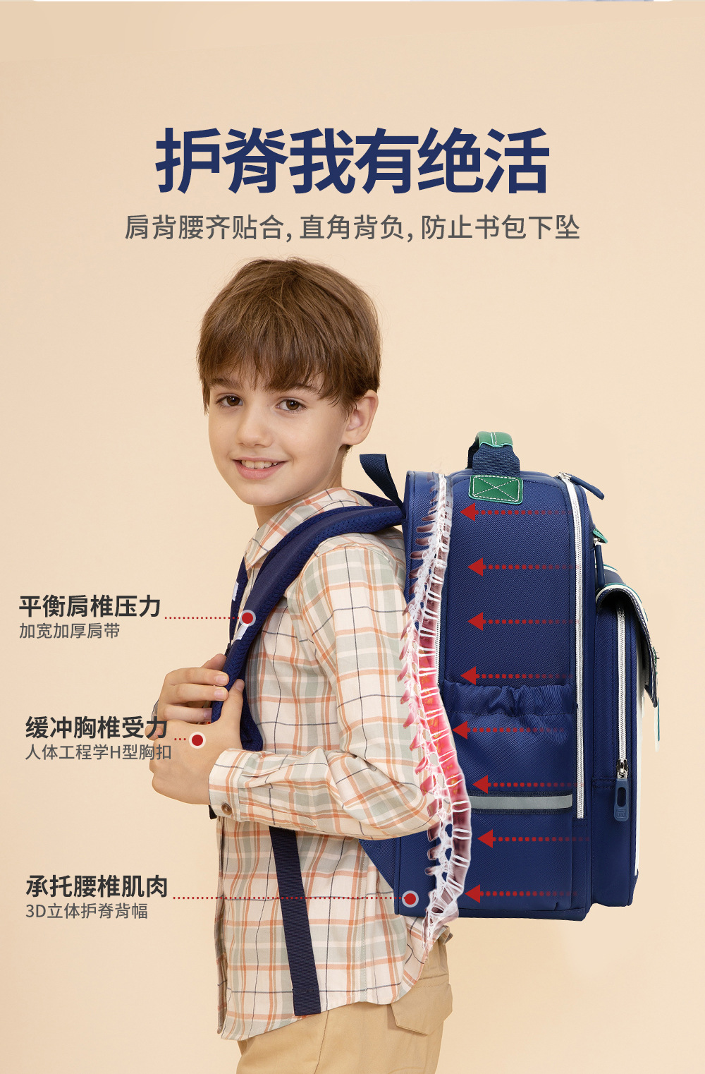 瑞牌儿童书包小学生男女孩1-3年级大容量防下坠背包减负云朵书包详情7