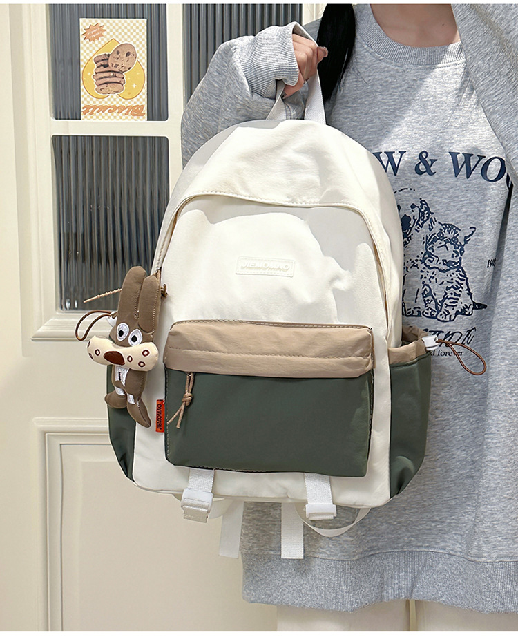 跨境新款学院风百搭双肩包初高中学生上课书包撞色洋气轻便双背包详情22