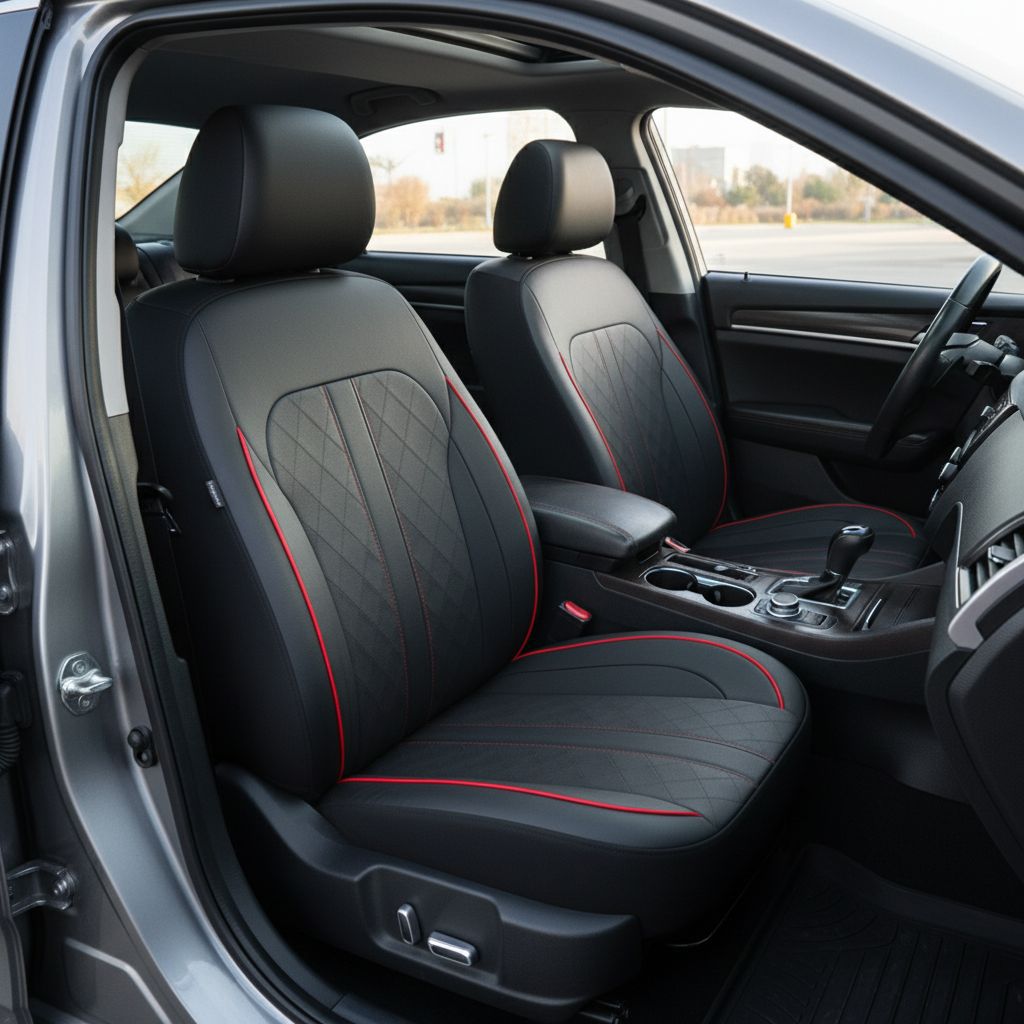 跨境亚马逊汽车座椅套菱格全皮pu欧美俄罗斯通用气囊线座椅套详情5