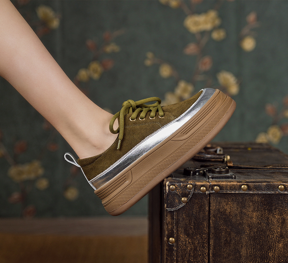 厚底增高休闲鞋女2025春夏季新款单鞋女平底复古百搭板鞋详情3