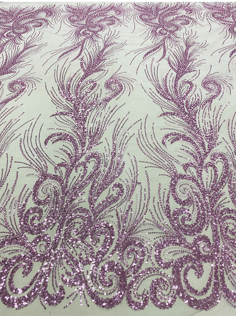 中大专供珠管珠子亮片网布蕾丝绣花婚纱礼服面料立体花朵亮片面料详情13