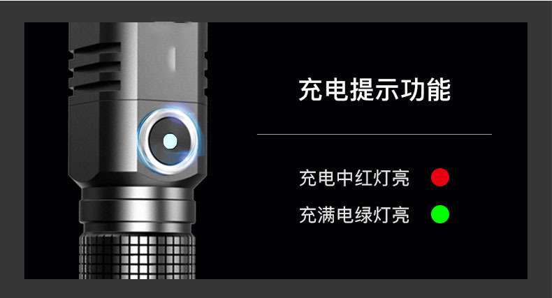 跨境新款强光手电筒迷你便携远射LED激光超亮P50可充电type-c变焦详情14