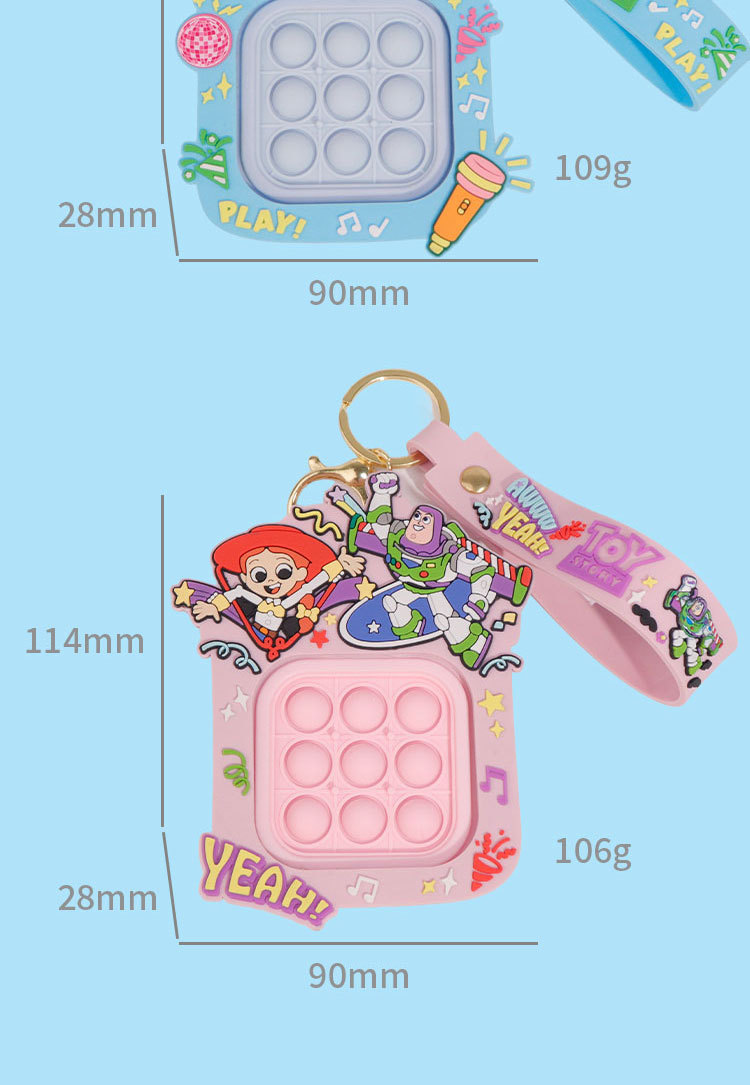 Disney genuino general presione para la música puede girar puzzle descompresión juguete bolsa de escuela colgante llavero pic 12