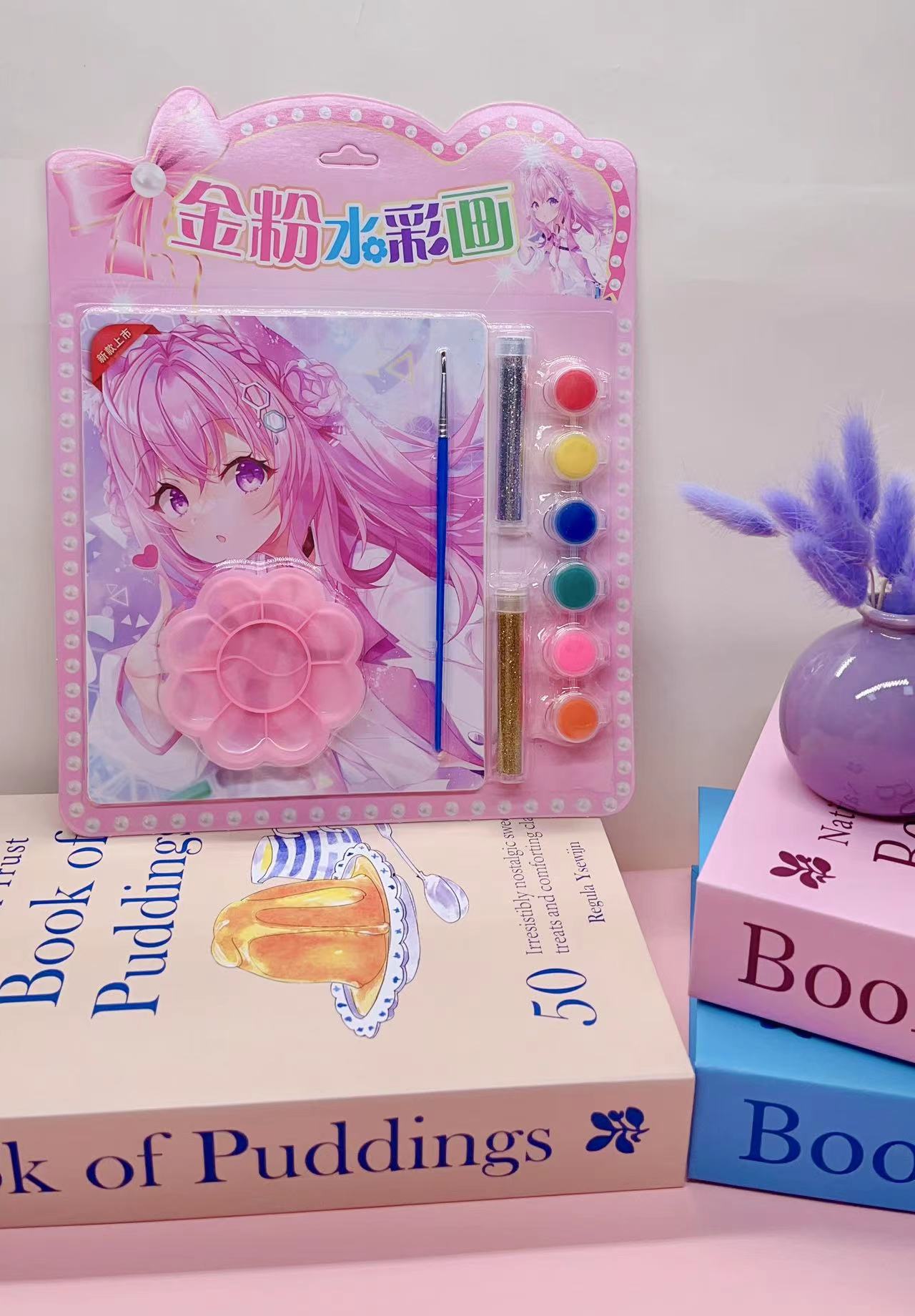 批发儿童彩妆贴画DIY填色涂鸦化妆贴画彩画彩铅钻贴6只笔一卡4张详情19