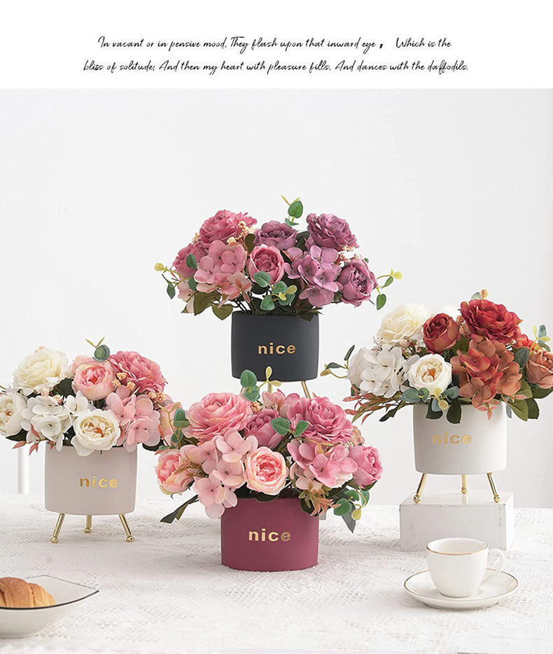 人造玫瑰花丝绸牡丹绣球花复古假花花束派对婚礼装饰节日家居装饰详情2